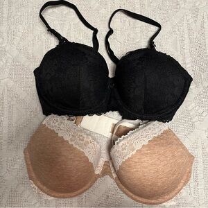 Bundle of 2 Victoria’s Secret Lined Underwire Bras - Nude and Black Size 36B
